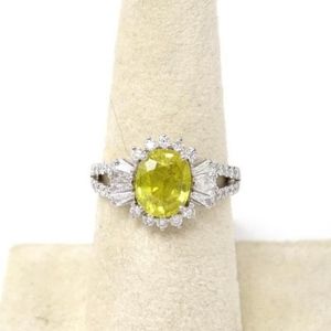 Designer Yellow Sapphire and Diamond platinum ring